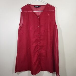 womens jahnvi the beach wear one size sheer red beach pullover cover slvless